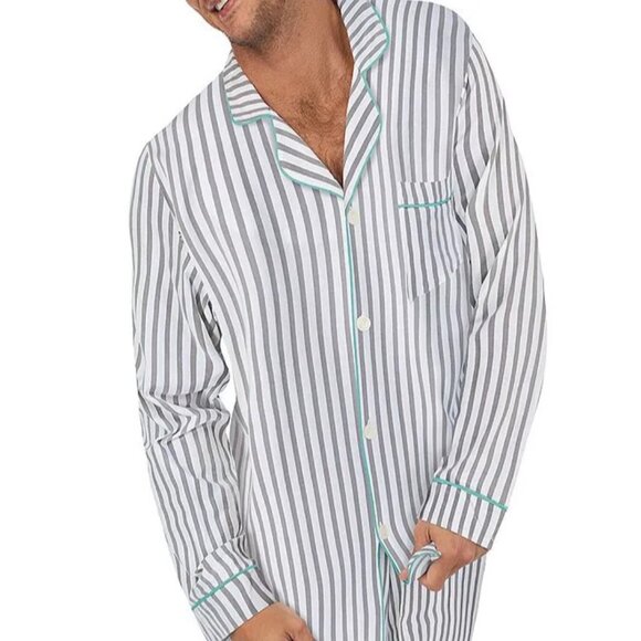 BedHead Pajamas Long-Sleeve Grey Striped Classic PJ Set in Mid Grey Stripe - Picture 2 of 16